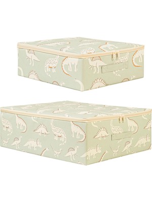 Die Grup Ocean Home Textile 2'li Çocuk Odası Dinozor Destekli Kutu Hurç 31 x 38 x 12 + 45 x 55 x 18 cm
