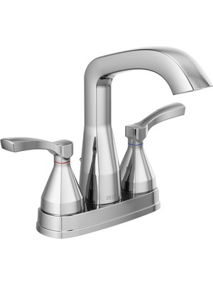 Aesco Delta Faucet Stryke Centerset Banyo Bataryası Krom, Banyo Lavabo Bataryası, Elmas Mühür Teknolojisi, Metal Tahliye Grubu, Krom 25776-MPU-DST