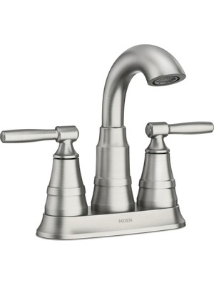 Aesco Moen 84971SRN Halle Iki Saplı Centerset Banyo Lavabo Bataryası Tahliye Meclisi, Spot Dirençli Fırçalanmış Nikel