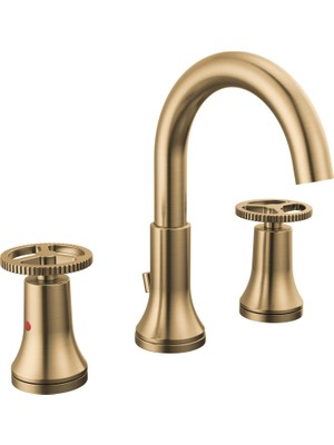 Aesco Delta Faucet Trinsic Yaygın Banyo Bataryası 3 Delikli, Altın Banyo Bataryası, Elmas Mühür Teknolojisi, Metal Tahliye Montajı, Şampanya Bronz 3558-CZMPU-DST