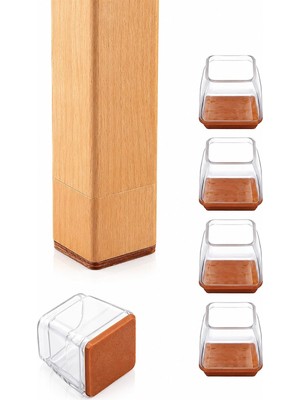 Aesco Kare Silikon Keçeli Sandalye ve Masa Ayağı Pabucu 4'lü Set (Small 2,9-3,3/3 Cm)