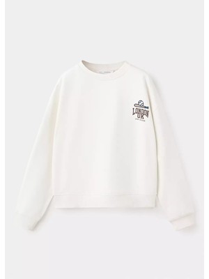 Mango Desenli Pamuklu Sweatshirt