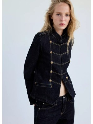 Mango Dekoratif Çoban Düğmeli Denim Ceket