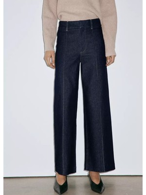 Mango Yüksek Belli Dikişli Wideleg Jean Pantolon