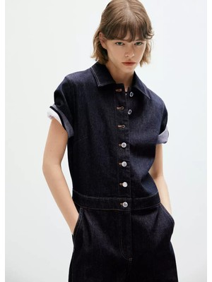 Mango Kısa Kollu Denim Tulum