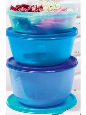 Die Grup Tupperware Mucize Şekerler Mavi 3'lü Set 2 Lt + 1,5 Lt + 1 Lt