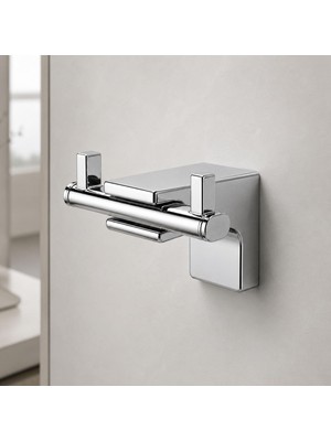 Die Grup Ikili Askılık Krom Duvara Monte Metal Çiftli Askı Banyo Mutfak Havlu Elbise Duvar Askısı Aparatı