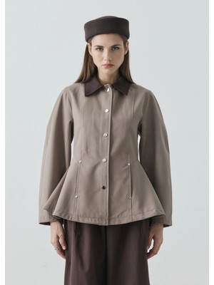 Moda Aksa 7755 Kontrast Vatkalı Ceket Vizon