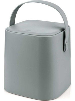 Die Grup Coverest Tutma Saplı Iç Kovalı Tezgah Üstü Mutfak Çöp Kovası, 4 Litre, Kilitli Kapak, Click Kapak, 20X20X22 Cm, Gri