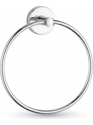 Die Grup Yuvarlak Krom Havluluk – Duvara Monte Vidalı Metal Havlu Askısı 15×15 Cm, Parlak Krom Banyo Aksesuarı