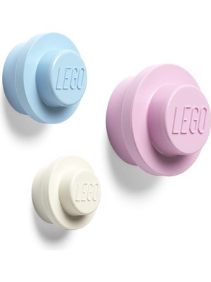 Die Grup Room Copenhagen LEGO Duvar Kancası, 3 Adet (Beyaz, Açık Mavi, Pembe)