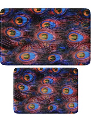 Die Grup Sevimli Tasarımlı Mikrofiber 2'li Takım Banyo Paspası, Kaymaz Taban, Makinede Yıkanabilir (40X60_50X80)