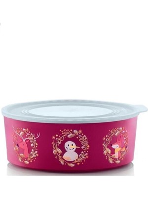 Die Grup Tupperware Su Yuvarlak Kırmızı Kardan Adam Yılbaşı Kurabiye Kutusu - 1.5 Lt Esc