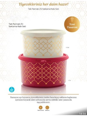 Die Grup Tupperware Tek Parmak 2'li Saklama Kabı Seti (Ramazana Özel)