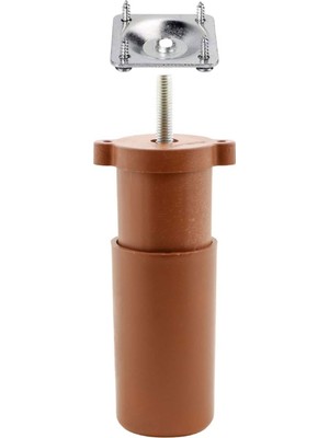 Aesco BADEM10 Mobilya Kanepe Baza Koltuk Destek Ayağı Ayarlı 9.5 cm Kahverengi Ayak+Bağlantı Aparatı (4'lü Set)