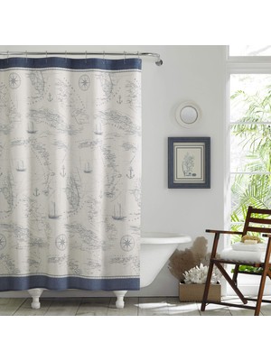 Die Grup Tommy Bahama - Duş Perdesi, Tropikal Kumaş Duş Perdesi, Dayanıklı ve Orta Ağırlıkta Banyo Dekoru (Karayip Denizi Mavisi, 72" x 72"), USHS6A1044824