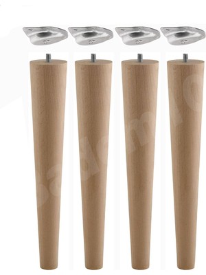 Aesco (4'lü Set) Ahşap Sehpa Ayak Takımı 50 cm Zigon Puf Tabure Ayağı Masa Ayakları Açılı Bağlantı Aparatı Dahil