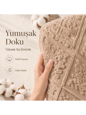 Die Grup Sogud Valmia 2'li Banyo Ayak Havlusu Seti -%100 Pamuk Jakarlı Kabartmalı 50X70 cm - Yumuşak Emici Duş Önü Paspası - Kayma Yapmayan Çeyizlik Banyo Havlusu - Kahve