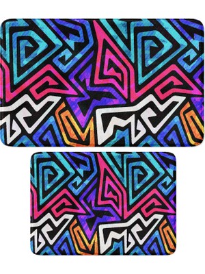 Die Grup Sevimli Tasarımlı Mikrofiber 2'li Takım Banyo Paspası, Kaymaz Taban, Makinede Yıkanabilir (40X60_50X80)