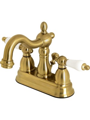 Aesco Kingston Brass KB1607PL Heritage 10 cm Orta Set Banyo Bataryası Plastik Açılır, Fırçalanmış Pirinç