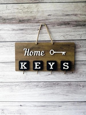 Die Grup Home Keys El Yapımı Ahşap Anahtar Askısı, Elbise Askısı, Askılık Pano Anahtarlık
