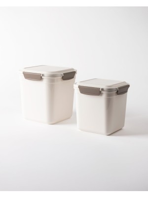 Die Grup Granada 2'li Derin Kare Saklama Kabı - Soft Ekru - 2700+4400 ml