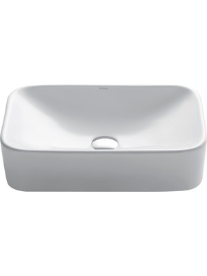 Aesco Kraus KCV-122 Seramik Tezgah Üstü Dikdörtgen Banyo Lavabosu, 49,4 x 30,1 x 12,7 Cm, Beyaz