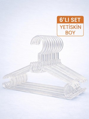 Die Grup Beylini 6'lı Kristal Askılık Yetişkin Kıyafetleri Için Dayanıklı Şeffaf Plastik Elbise Gömlek Kancalı Askı