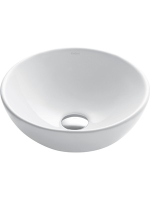 Aesco Kraus Elavo Yuvarlak Kap Beyaz Porselen Seramik Banyo Lavabosu, 14 "KCV-341