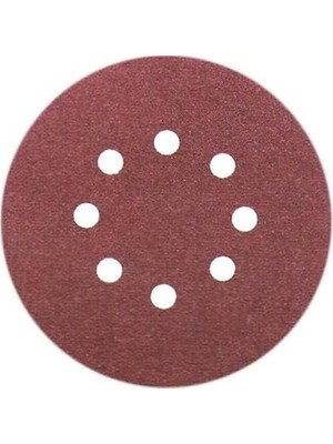 Aesco Kırmızı Disk Zımpara, 6 Delikli, 125MM ve 180 Kum, Dairesel Ahşap ve Metal Zımparalama Için,5 Adet