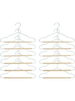 Die Grup Ocean Home Textile 12'li Ahşap Destekli Mat Mint Renk Kauçuk Kaplamalı Metal Çocuk Giysi Askısı 18 x 32 x 0.3 cm