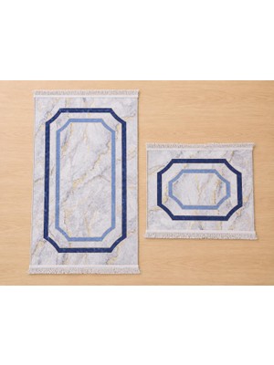 Die Grup Aksu Brillant 2'li Banyo Paspas Seti Kaydırmaz Tabanlı Püsküllü Banyo Halısı 60X100CM & 50X60CM (A2-4)