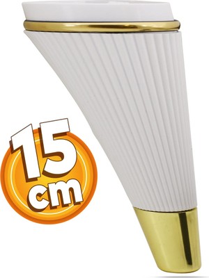 Die Grup BADEM10 Iron Lüks Mobilya Kanepe Sehpa Tv Ünitesi Koltuk Ayağı 15 cm Beyaz Gold Baza Ayak