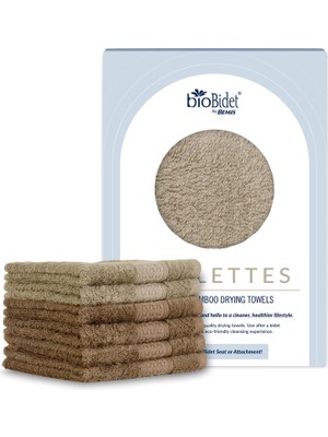 Aesco Bio Bidet TWLDRY6P CMB%100 Bambu Set Yüksek Emici, Süper Yumuşak, Hızlı Kuruma, 30 cm x 30 cm Yeniden Kullanılabilir Bide Havlusu (6'lı Paket), Tan