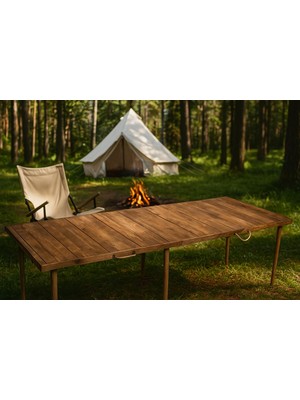 Die Grup Pratikoutdoor Katlanır Kamp, Piknik ve Bahçe Masası 75X180 cm - Ceviz Renk