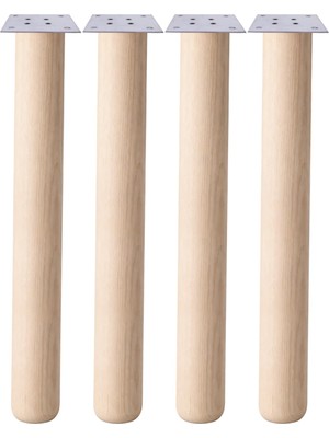 Aesco Bohem 73 cm (4 Adet) Doğal Ahşap Boyasız Silindir Sehpa Ayağı - (4 Adet) 8x8 Metal Montaj Aparatı