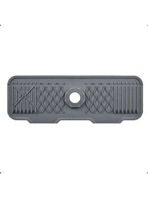 Die Grup Xspring Silikon Musluk Matı, 43X15 cm Mutfak Lavabo Koruyucu, Silikon Musluk Matı Bulaşık Süngeri Tutucu, Kaymaz Gri Kurutma Matı, Mutfak ve Banyo Tezgah Koruma