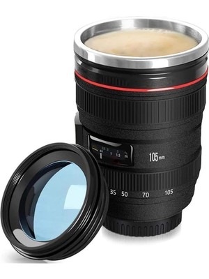 Die Grup Senon Objektif Kupa Lens Kupa Kahve ve Çay Için Termos Kupa Fotoğraf Tutkunları Için Dekoratif Hediyelik 350 ml (Cam Kapak)