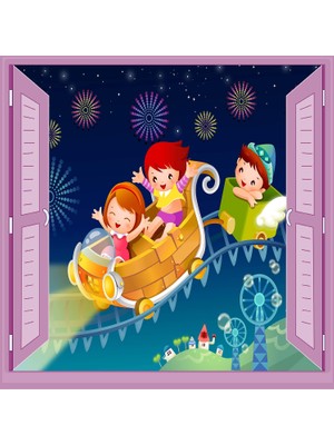 Die Grup Çocuk Odası Bebek Odası Pencere Poster Duvar Kağıdı Lunapark