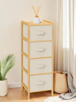 Die Grup Digithome Bambu 4 Çekmeceli Dolap Organizer Çok Amaçlı Düzenleyici Şifonyer DB-0014