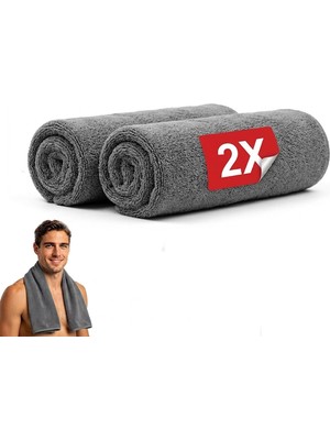 Aesco Wonkey Sporcu Fitness Antreman Havlusu 30X100 Cm, Ultra Hafif ve Hızlı Kuruyan Mikrofiber Spor Havlu, Gym Boks Pilates Tenis Havlusu (2 Adet 30X100, Gri)