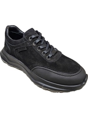 Aesco Komcero Bağcıklı Arka Deri Kat Model Outdoor Taban Erkek Casual Ayakkabı K3130-1915, Siyah Nubuk, 43
