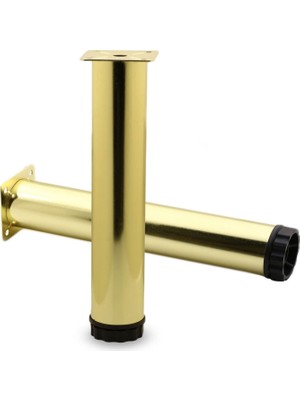 Die Grup BADEM10 Akça Mobilya Kanepe Sehpa Tv Ünitesi Koltuk Ayağı Ayarlanabilir 25 cm Gold Altın Metal Baza Ayak