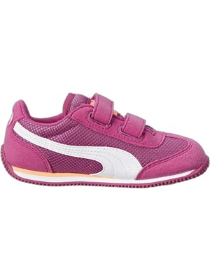 Aesco Puma Whirlwind Mesh V 357231 06 Kız Çocuk Spor Ayakkabı Pembe Beyaz