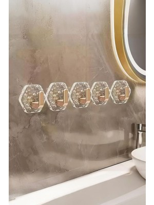 Die Grup Safestore Altın Renkli Kendinden Yapışkanlı Buz Desen Duvar Askısı, Banyo ve Mutfak Için Askı, 5'li Set, Altıgen