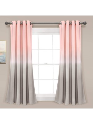 Die Grup Lush Decor Umbre Fiesta Oda Karartma Pencere Perdesi, 160 cm L Panel Çifti, Allık ve Gri