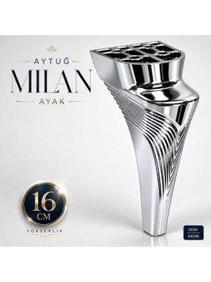 Aesco Milan Krom Mobilya Ayağı 16 cm 1 Adet Koltuk Kanepe Baza Sehpa Tv Ünitesi Modern Dekoratif Ayak