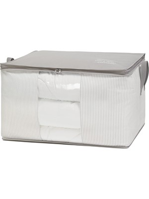 Die Grup Ocean Home Textile Büyük Boy Pvc Pencereli Gri Çizgili Stuff & Things Hurç 60 x 43 x 35 cm
