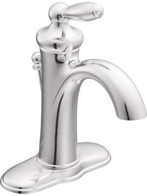 Aesco Moen Brantford Krom Tek Kolu Geleneksel Banyo Lavabo Bataryası Isteğe Bağlı Deckplate ve Mevcut Gemi Lavabo Uzatma Kiti, 6600