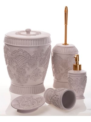 Die Grup Mukko Home Polyester 5 Parça Banyo Seti/nakış Kahve